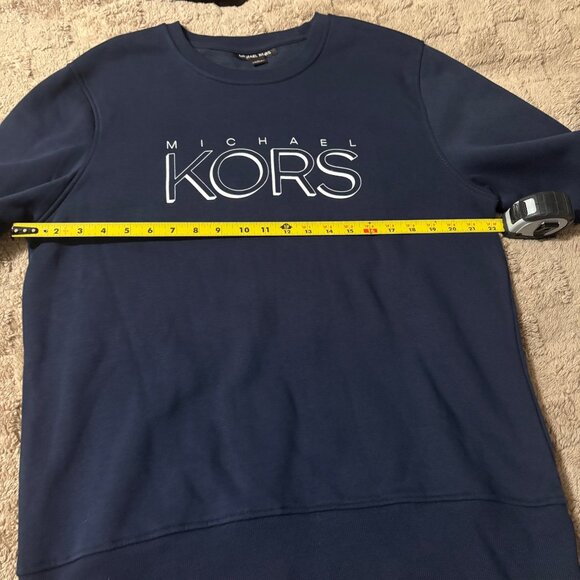 Like New Men's Michael Kors Navy Blue Logo Cotton Blend Crewneck Sweatshirt L - Picture 9 of 10